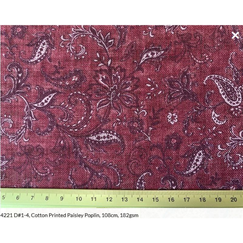Poplin Paisley Red per metre
