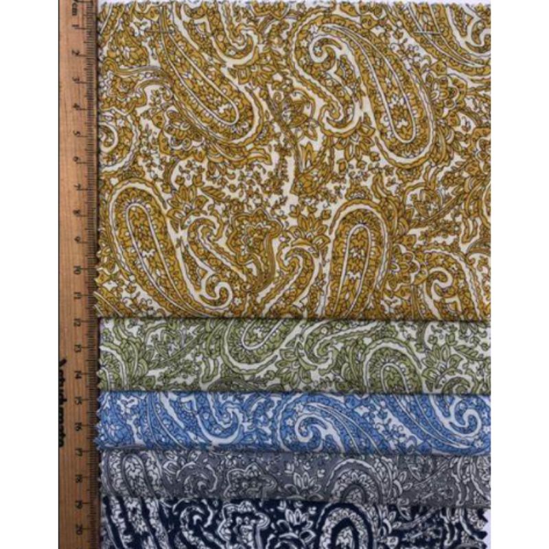 Paisley Grey Cotton per metre