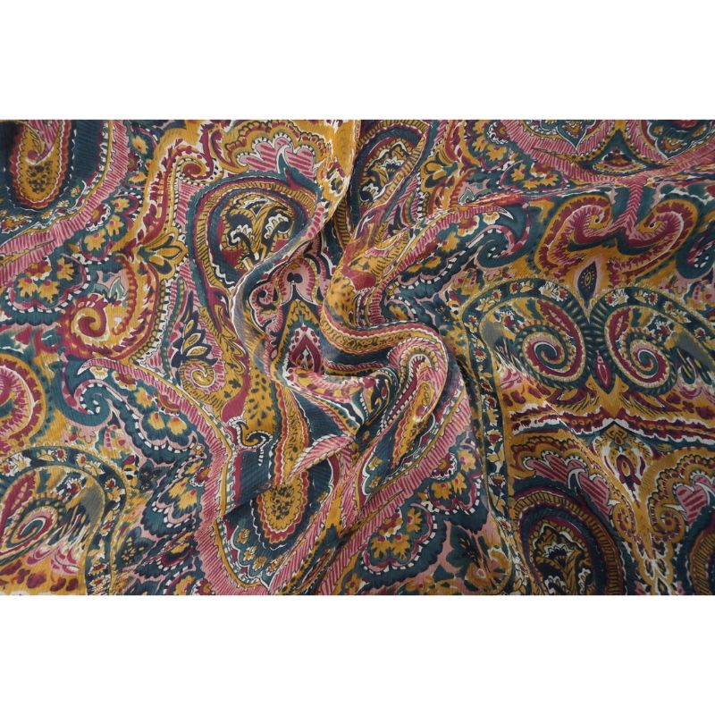 Persian Paisley Crinkle Chiffon Silk per metre