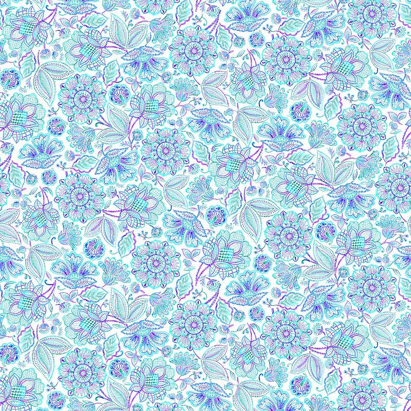 Indigo Garden - White per metre