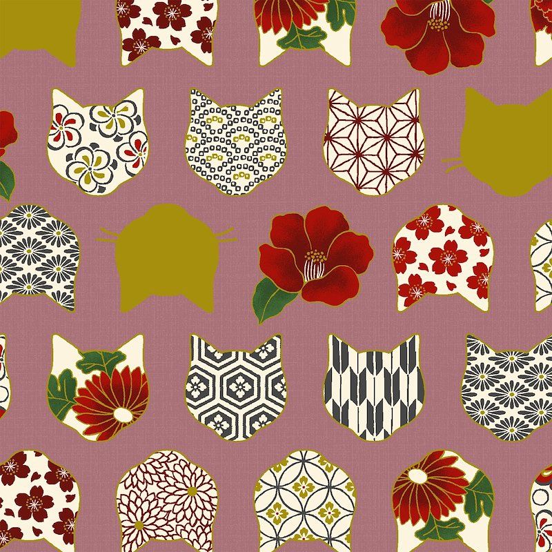 Cat Face - Pink per metre