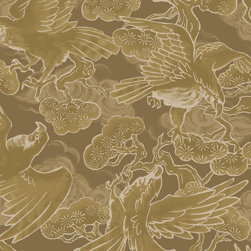 Lotus Garden - Olive Birds