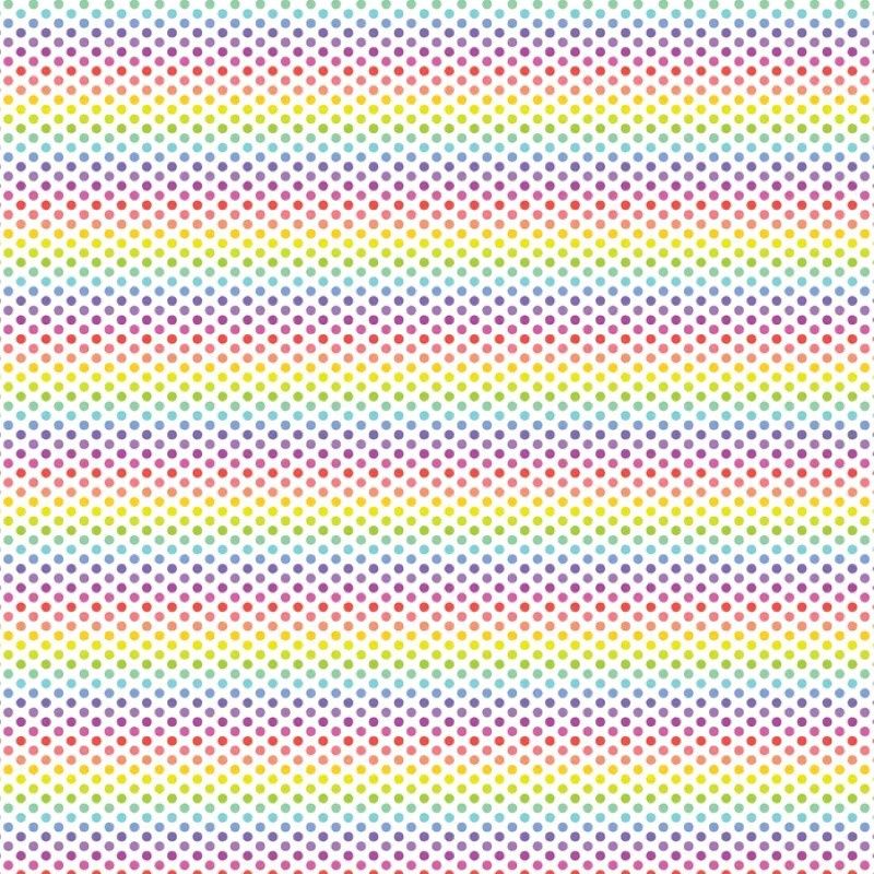 Bias 25mm - Rainbow Dots on White - per metre
