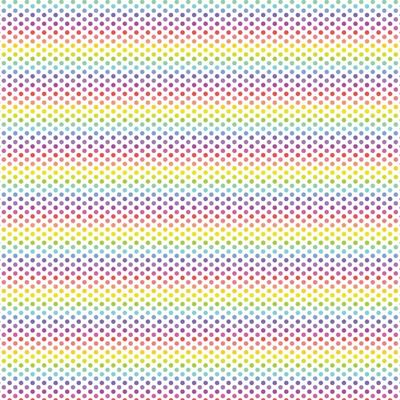 Bias 25mm - Rainbow Dots on White - per metre