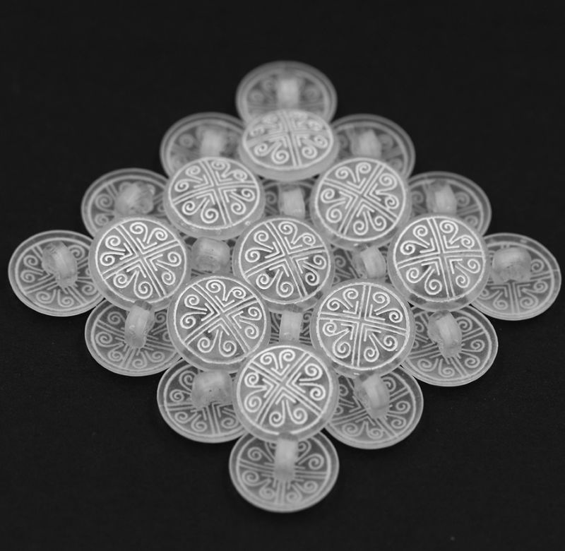 Button White on Frosted White Shank, Size: 15MM