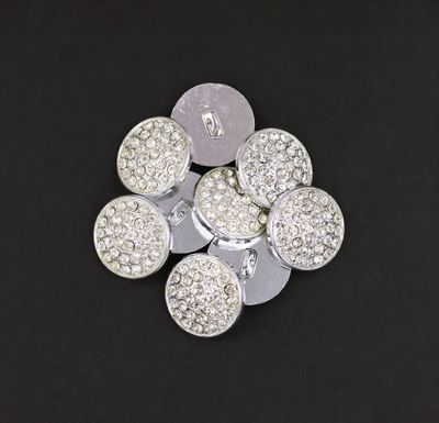 Button 15mm Diamonte on Silver Shank