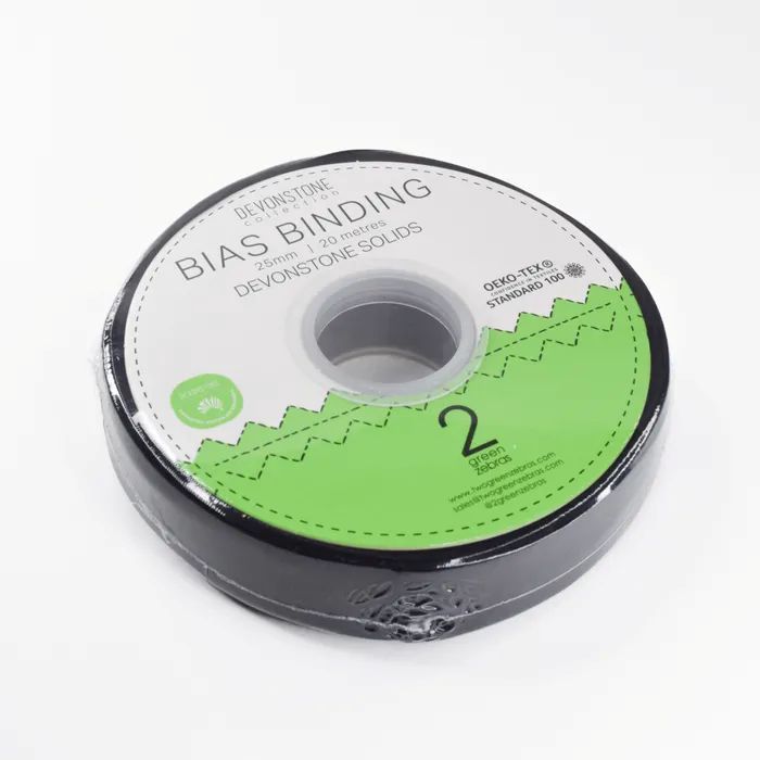 Bias 25mm - 001 Deep Black DC Solid - per metre