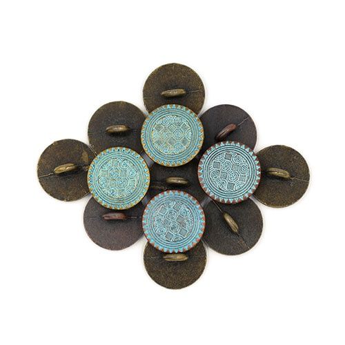 Button 15mm Turquoise Metal