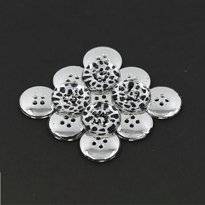 Button - 20mm Black 7 Silver Plastic Button