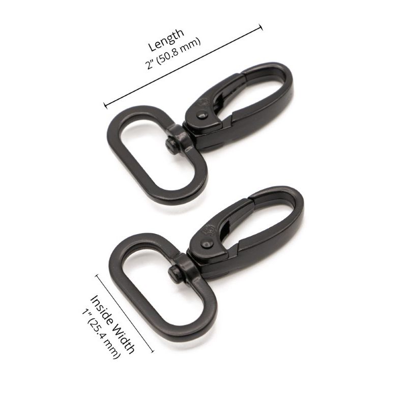 1-inch Swivel Snap Hooks - 2pk, Size/Colour: 1-inch Black Metal