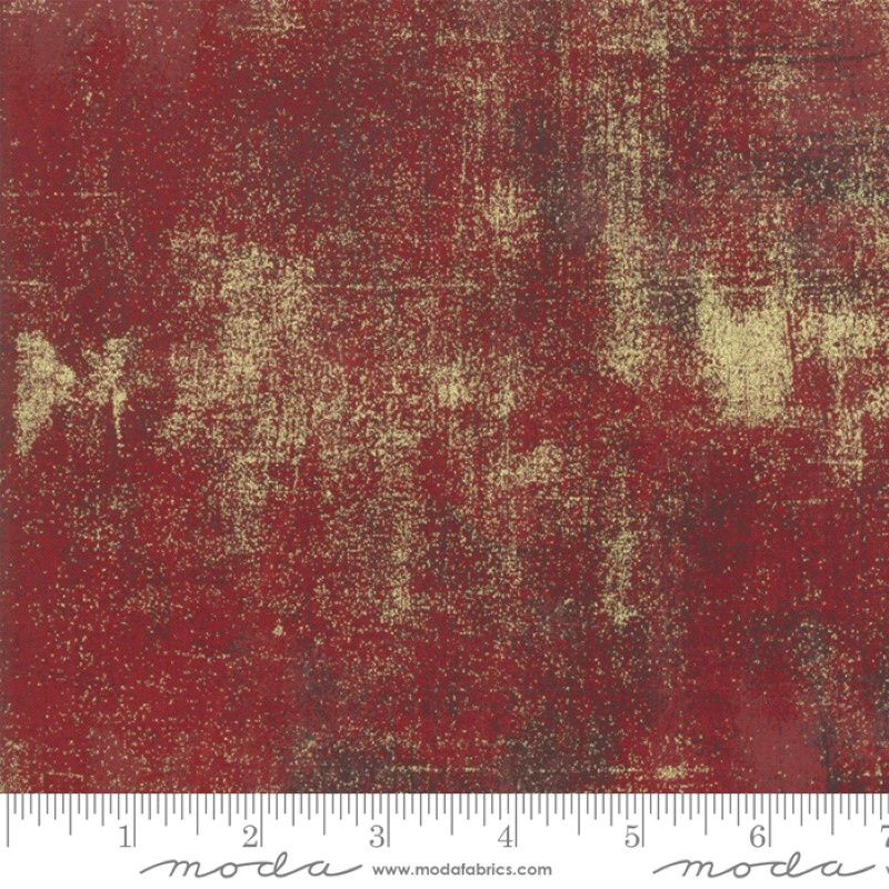 Grunge Metallics by MODA per metre, Colour: Red Berry
