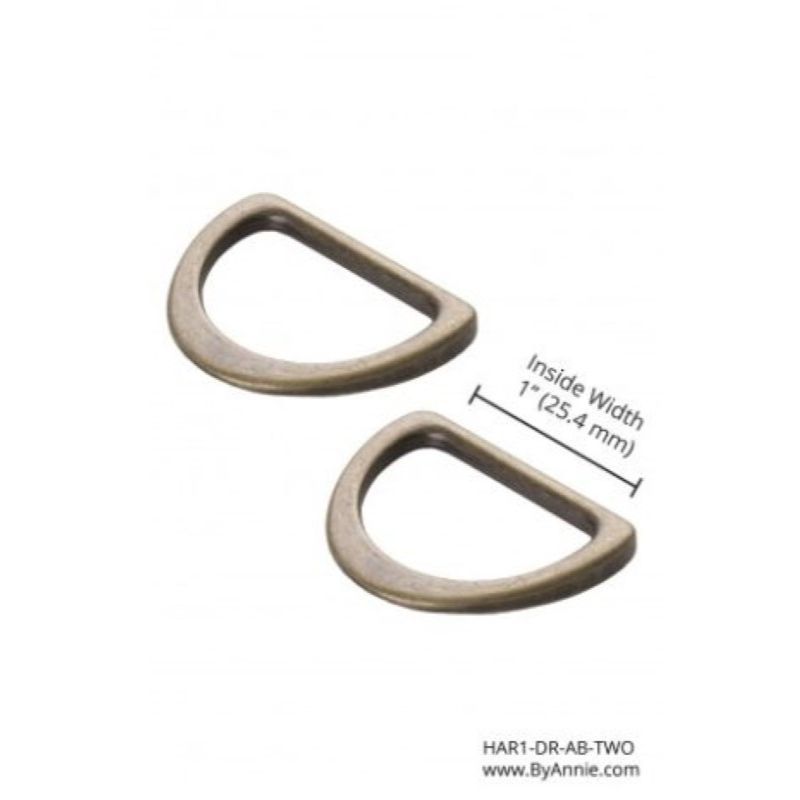 1-inch D-Rings - 2pk, Size/Colour: 1 inch  Antique Brass D-Ring 2pk