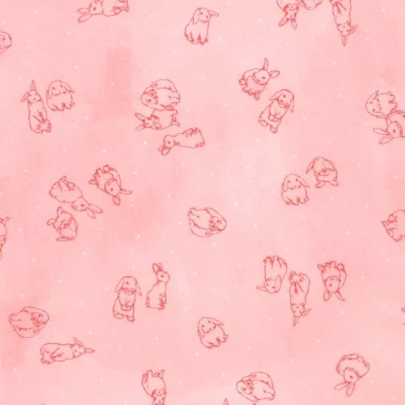 Bunny Lane by Robert Kaufman - per metre, Colour: Pink Bunnies