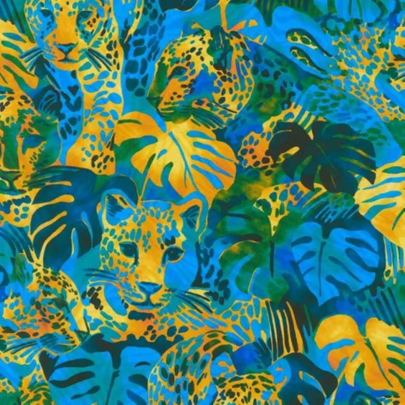 Midnight in the Jungle per metre, Print: Lagoon