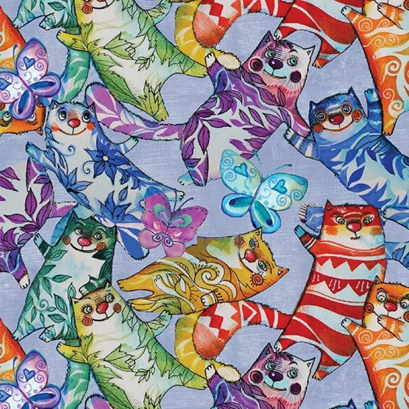 Sunshine Cats - 2 Prints per metre, Print: Happy Cats