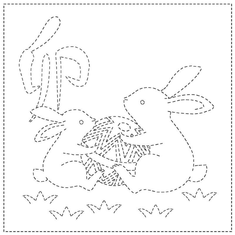 Sashiko Cloth Rabbits - White