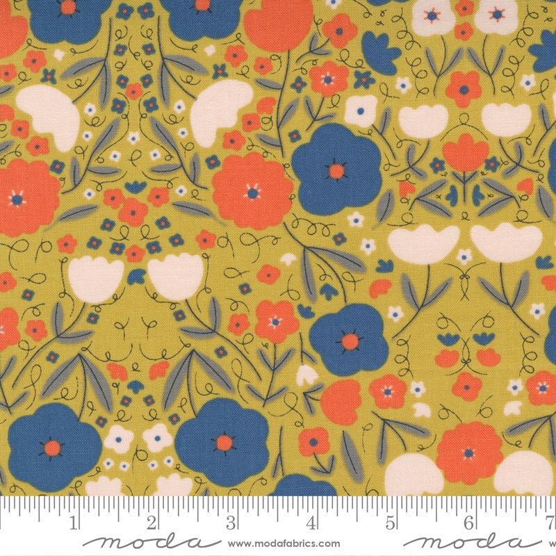Words to Live by - per metre, Style: Mustard floral
