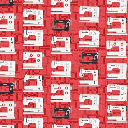 FQ - Vintage Bernina, Colourway: Red Print