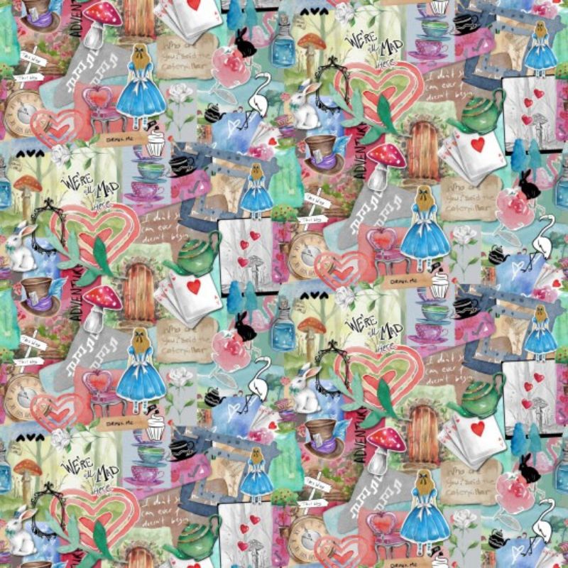 Alice - per metre and panel, Print: Alice - Collage