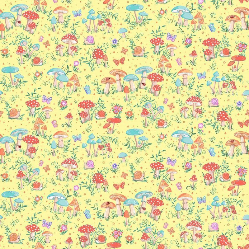 Fairy Dust Range - per metre, Print: Toadstool - Lemon