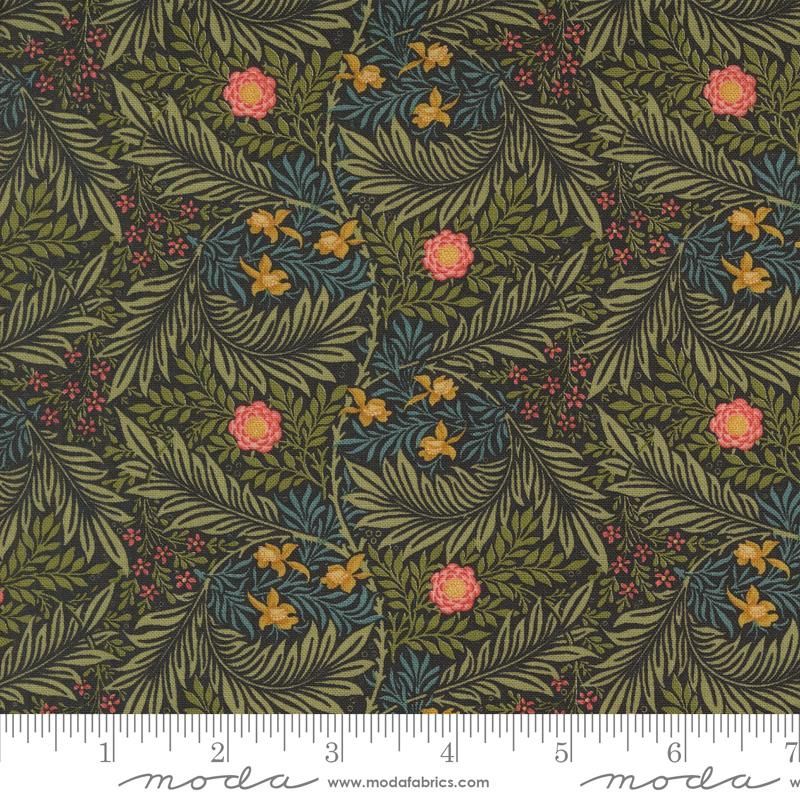Morris Manor per metre, Print: Larkspur Florals Ebony