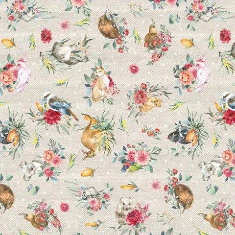 Bush Celebration - Natural per metre, Style: Allover Print DV5402