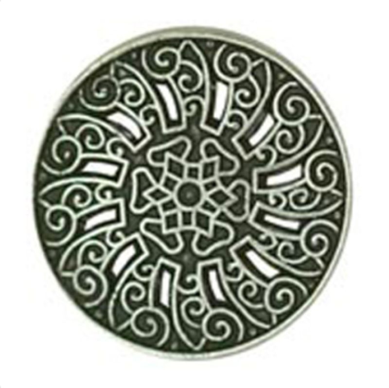 Button Silver/Black Metal, Size: 15mm