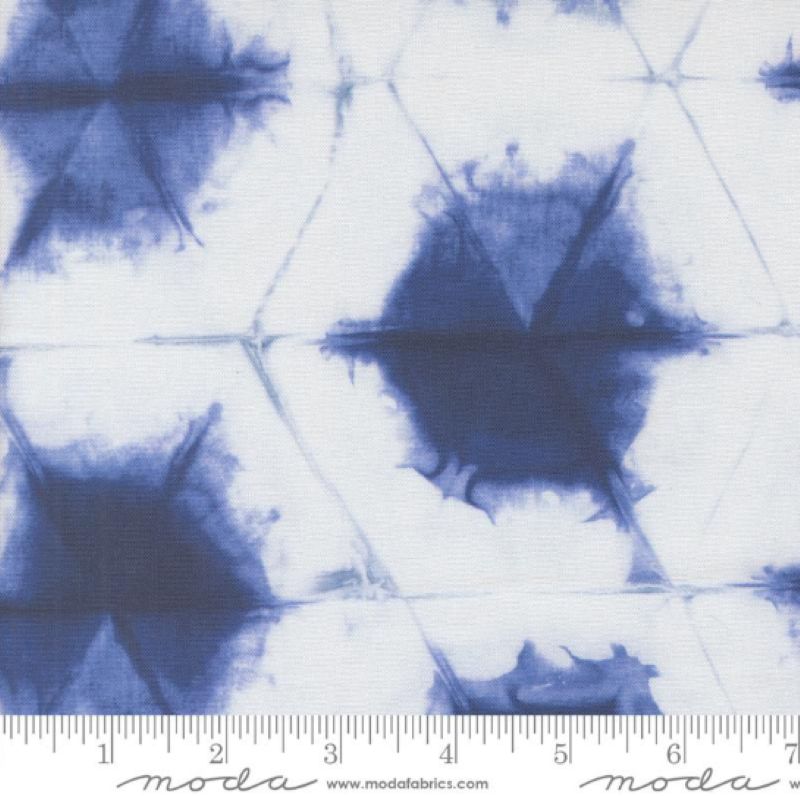 Winter Chill range per metre, Print: Crystals Geometrics Hexagons Shibori