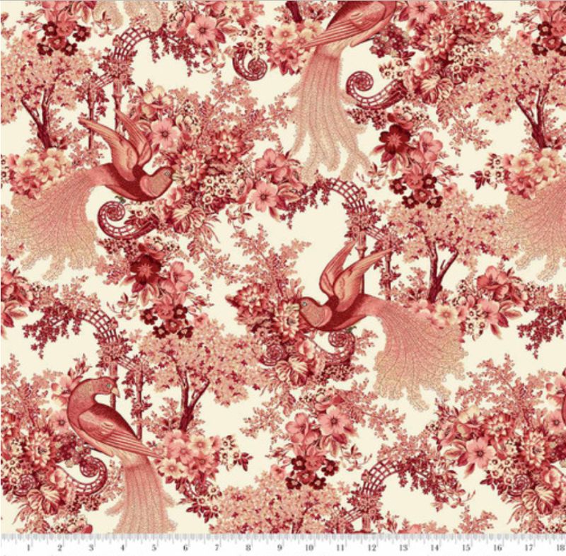 Philomena range per metre, Print: Toile Red