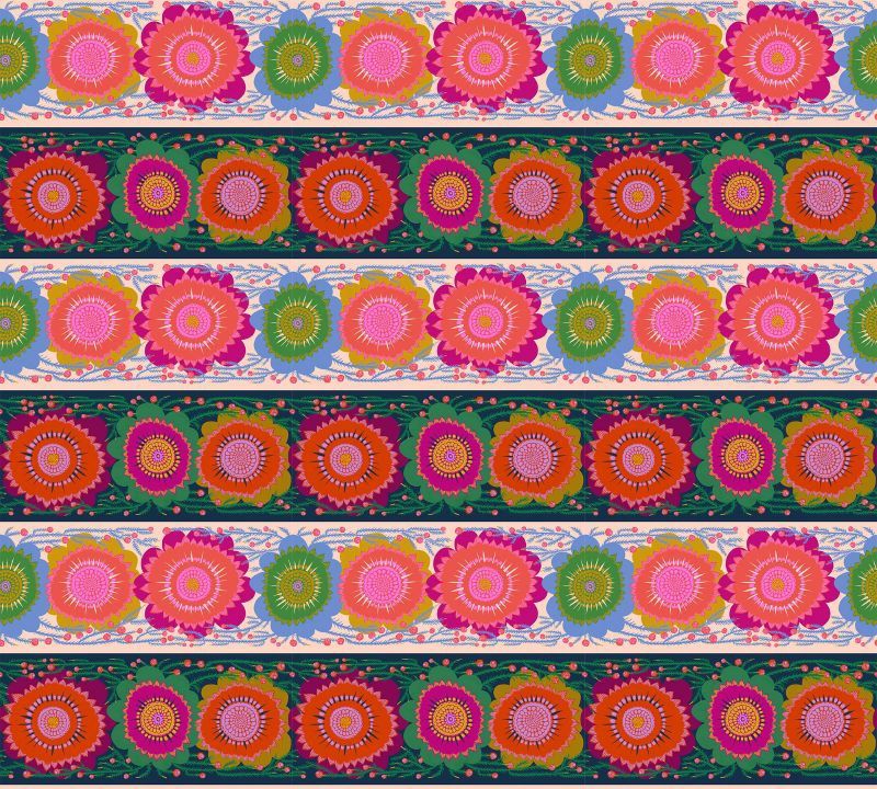 Perennial Borders Range by Anna Maria Textiles per metre, Print: Line Dance