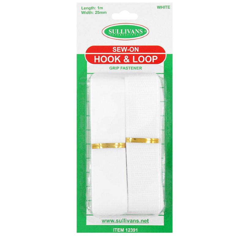 Hook and Loop Tape Sew On, Size/Colour: 25mm White