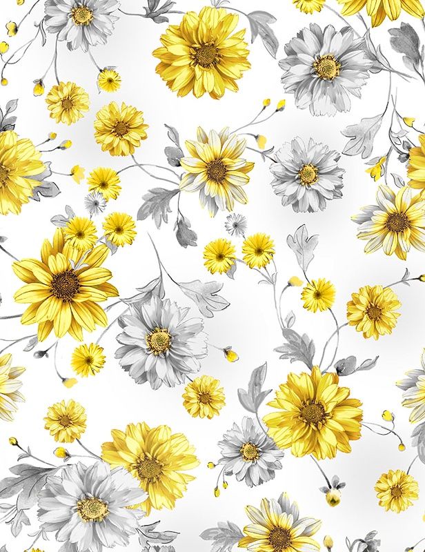 Queen Bee - per metre, Print: Tossed Queen Sunflowers