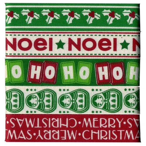 Christmas Ribbon 5x1 M Asst Xmas Colours, Colourway: Set 1