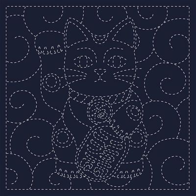 Sashiko Cloth Maneki-Neko