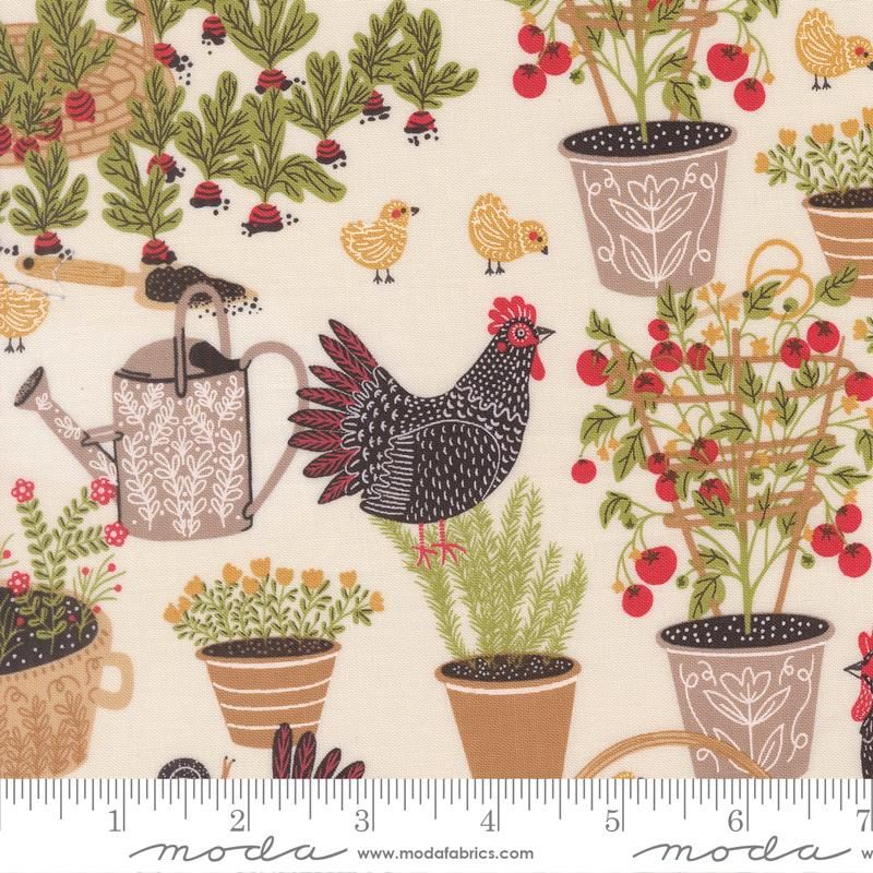 The Henhouse Range by MODA Fabrics, Print: Henhouse Cloud Chicken M4843011