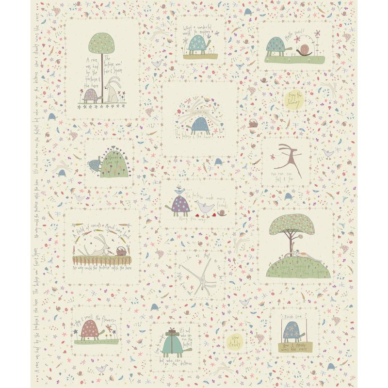 Slow &amp; Steady by Anni Downs of Hatched &amp; Patched, Print: DV7421 - Panel 90cm Duck Egg Blue