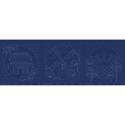 Sashiko Panel - Little Scenes Navy