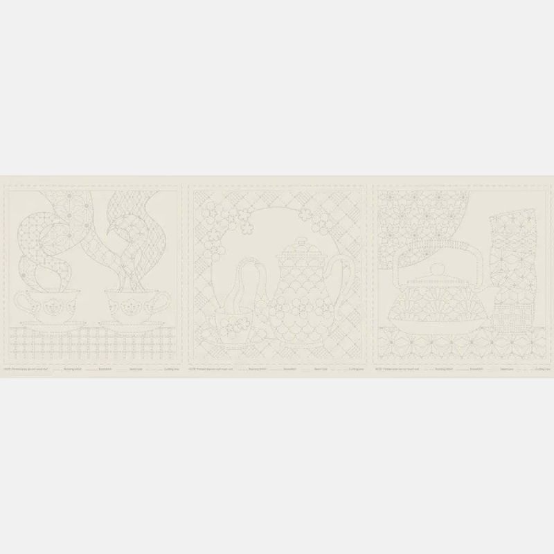 Sashiko Panel - Teatime Natural