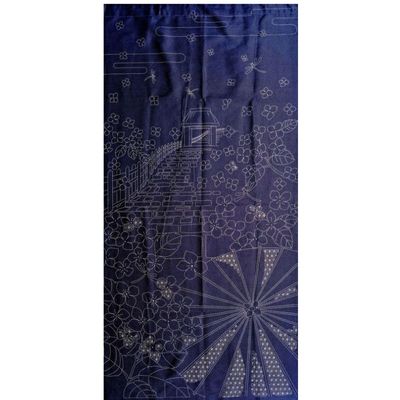 Sashiko Panel - HM-56 Navy Spring Stroll