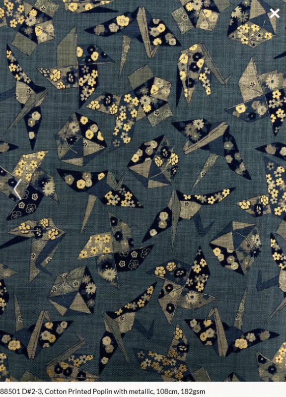 Cranes Grey Metallic per metre