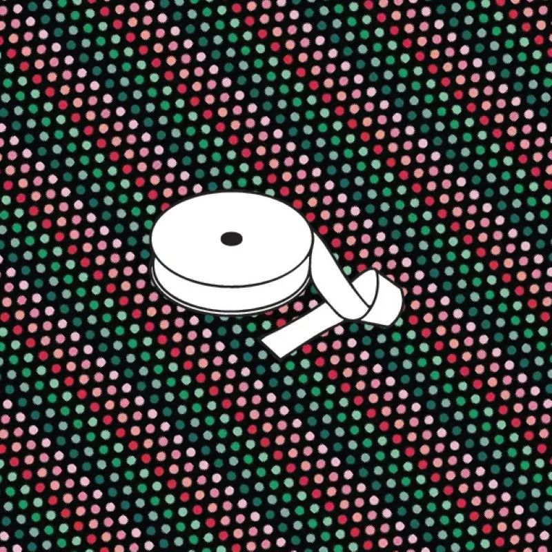 Bias 25mm - Spot Black Christmas Colours - per metre