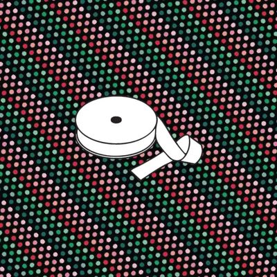 Bias 25mm - Spot Black Christmas Colours - per metre