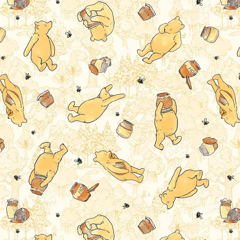 Yellow Bears Classic Winnie yellow-  per metre