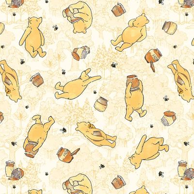 Yellow Bears Classic Winnie yellow-  per metre