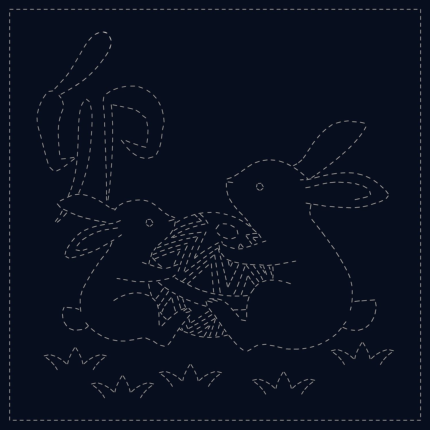 Sashiko Cloth Rabbits - Navy