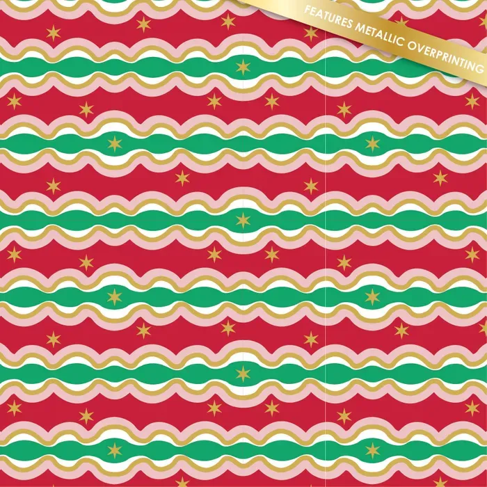 Holly Jolly Bauble Stripe Metallic - per metre