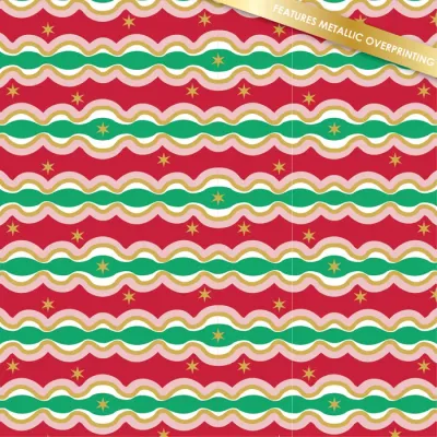 Holly Jolly Bauble Stripe Metallic - per metre