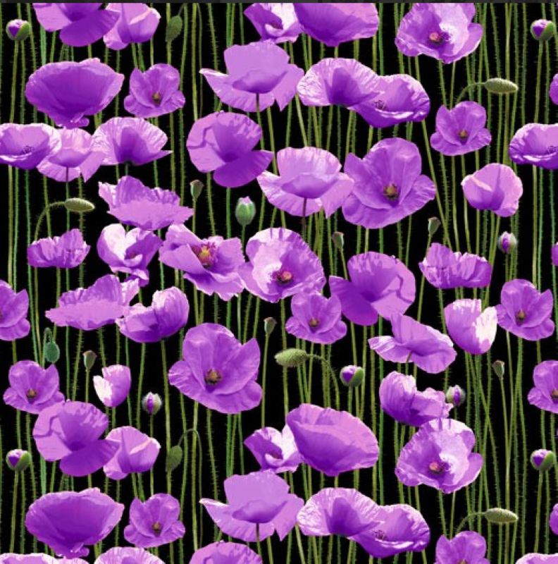 108" Poppies Purple Wideback - per metre