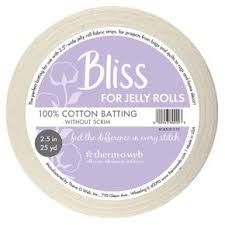 Bliss Jelly Roll Cotton Batting 2.5" x 25 Yards Thermoweb
