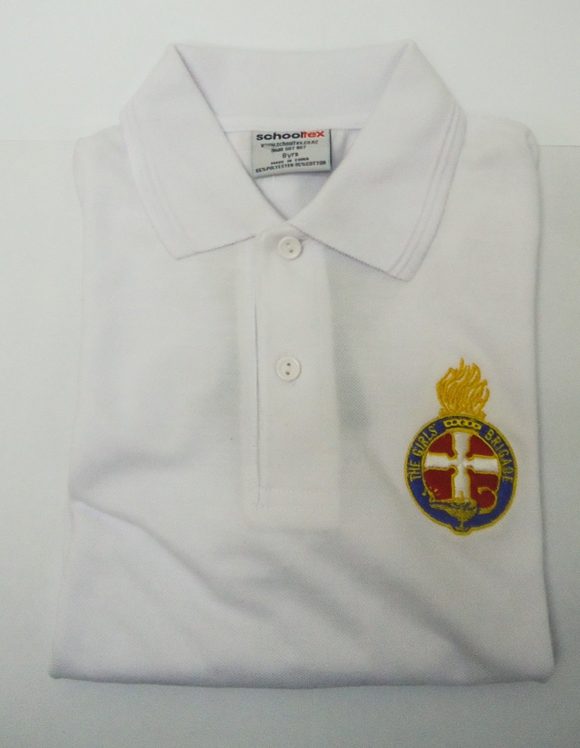 Girls Polo Shirt - Crest (white) short sleeve